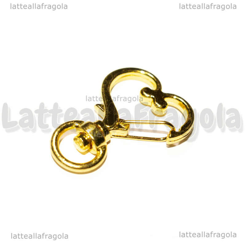 Ganci e chiusure composte: Gancio Cuore Portachiavi in metallo gold plated  35x24mm