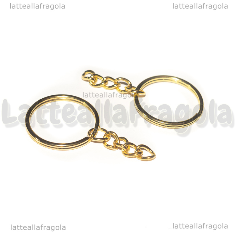 Anello portachiavi 25mm con catenina in metallo dorato