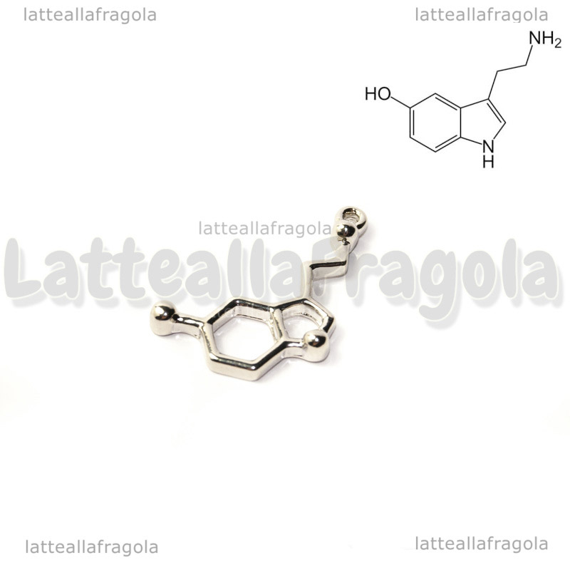  Ciondolo Serotonina in metallo argentato 25x13mm