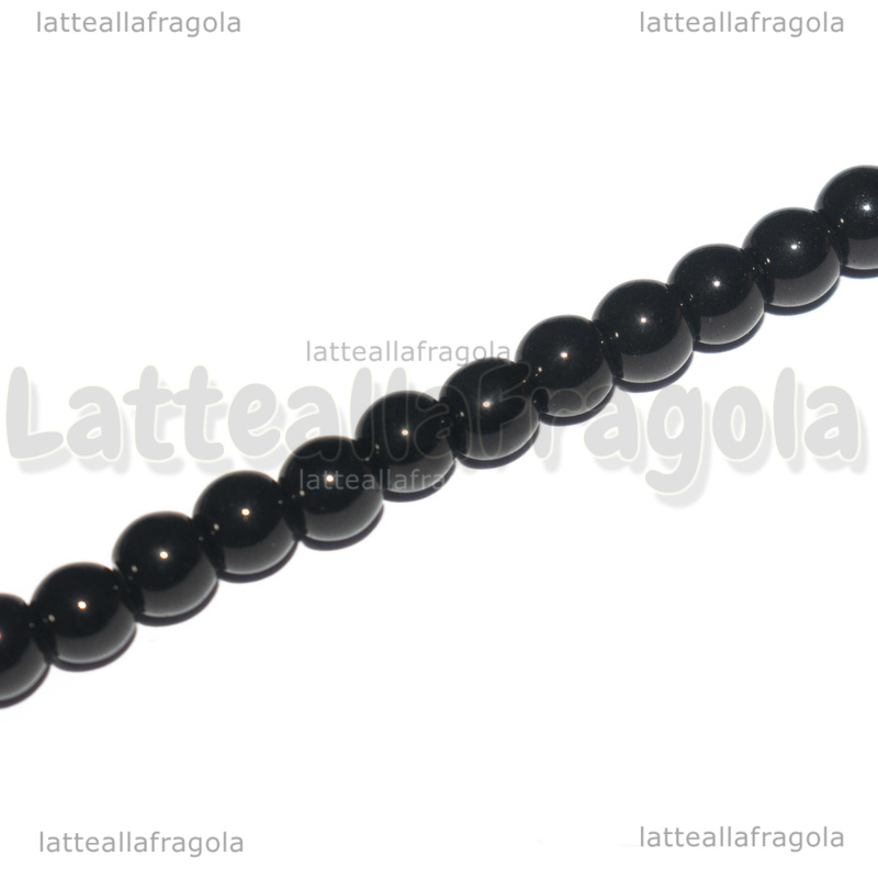 Perle in Agata Nera 4mm filo 38cm