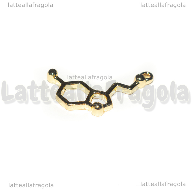 Ciondolo Molecola Serotonina in metallo gold plated 25x13mm