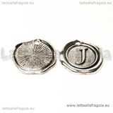 Ciondolo Sigillo lettera J in metallo argento antico 20mm