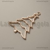 Ciondolo Bezel Albero Natale Abete in metallo oro rosa 46x37mm