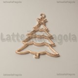Ciondolo Bezel Albero Natale Abete in metallo oro rosa 46x37mm