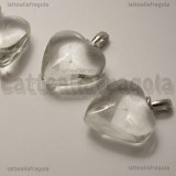 Ciondolo Cuore in vetro con dente di leone 28x20mm