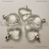 Ciondolo Cuore in vetro con dente di leone 28x20mm