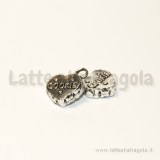 Charm 3D double-face biscotto cuore metallo argento antico 13x14mm
