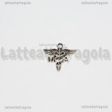 Charm Caduceo in metallo argento antico 20x20mm