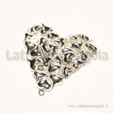 Charm cuoricino in rame silver plated 8x6mm