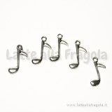 Charm Nota Musicale double-face in metallo argento antico 23x10mm