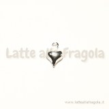 Charm cuoricino in rame silver plated 8x6mm