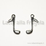 Charm double-face nota musicale in metallo argento antico 24x7mm