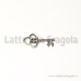 Charm chiave in metallo argento antico 20x10mm