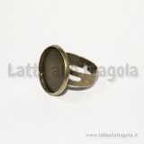Base anello regolabile in rame color bronzo base tonda 20mm