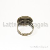 Base anello regolabile in metallo color bronzo con base tonda 18mm