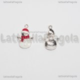 Charm Pupazzo di Neve in metallo argentato smaltato 22x15mm