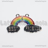 Coppia Ciondoli Arcobaleno Best Friends in metallo smaltato 39x24mm