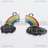 Coppia Ciondoli Arcobaleno Best Friends in metallo smaltato 39x24mm