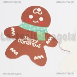 10 Gingerbread Merry Christmas in cartoncino con cordoncino colorato 6.5x5.5cm