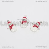 Charm Pupazzo di Neve in metallo argentato smaltato 22x15mm