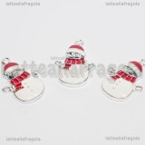 Charm Pupazzo di Neve in metallo argentato smaltato 22x15mm