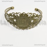 Bracciale rigido in ottone color bronzo filigrana e base cammeo 25mm