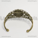 Bracciale rigido in ottone color bronzo filigrana e base cammeo 25mm