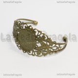 Bracciale rigido in ottone color bronzo filigrana e base cammeo 25mm