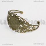 Bracciale rigido in ottone color bronzo filigrana e base cammeo 25mm