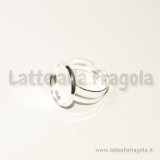 Base anello in rame silver plated con base cammeo 16mm