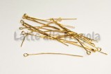 100 Chiodi o Spilli con asola in metallo dorati 50mm