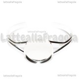 Bracciale rigido in Acciaio placcato ottone silver plated con base tonda 25mm
