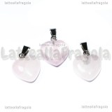 Ciondolo Cuore in Quarzo Rosa 16mm