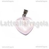 Ciondolo Cuore in Quarzo Rosa 16mm