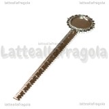 Segnalibro Riga decorato in metallo argento antico con base tonda per cammeo 20mm