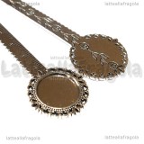 Segnalibro Riga decorato in metallo argento antico con base tonda per cammeo 20mm