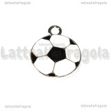 Ciondolo Pallone da Calcio in metallo argentato smaltato 22x18.5mm