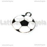 Ciondolo Pallone da Calcio in metallo argentato smaltato 22x18.5mm