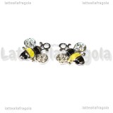 Charm Ape in metallo argentato smaltato con strass 18x18mm