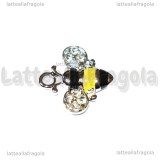 Charm Ape in metallo argentato smaltato con strass 18x18mm