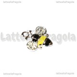Charm Ape in metallo argentato smaltato con strass 18x18mm