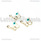Charm Farfalla in metallo dorato smaltato Bianco 14mm