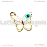 Charm Farfalla in metallo dorato smaltato Bianco 14mm
