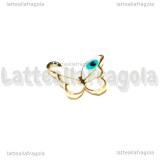 Charm Farfalla in metallo dorato smaltato Bianco 14mm