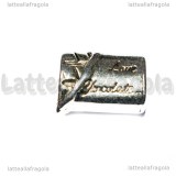 Tavoletta di Cioccolato foro largo 15x11mm in metallo argento antico