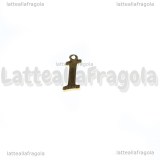 Ciondolo Lettera I in Acciaio Inox Dorato 14x4.5mm