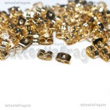 100 pezzi (50 paia) Farfalline per orecchini in metallo Gold Plated 5x4mm