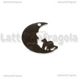 Ciondolo Gatto su Luna in Acciaio Inox 18.5x15mm