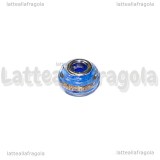 Perla in Lampwork Azzurro con inserto Oro Metallizzato 14.5x10mm