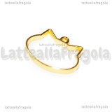 Ciondolo Bezel Testa di Gatto in metallo gold plated 20x13mm